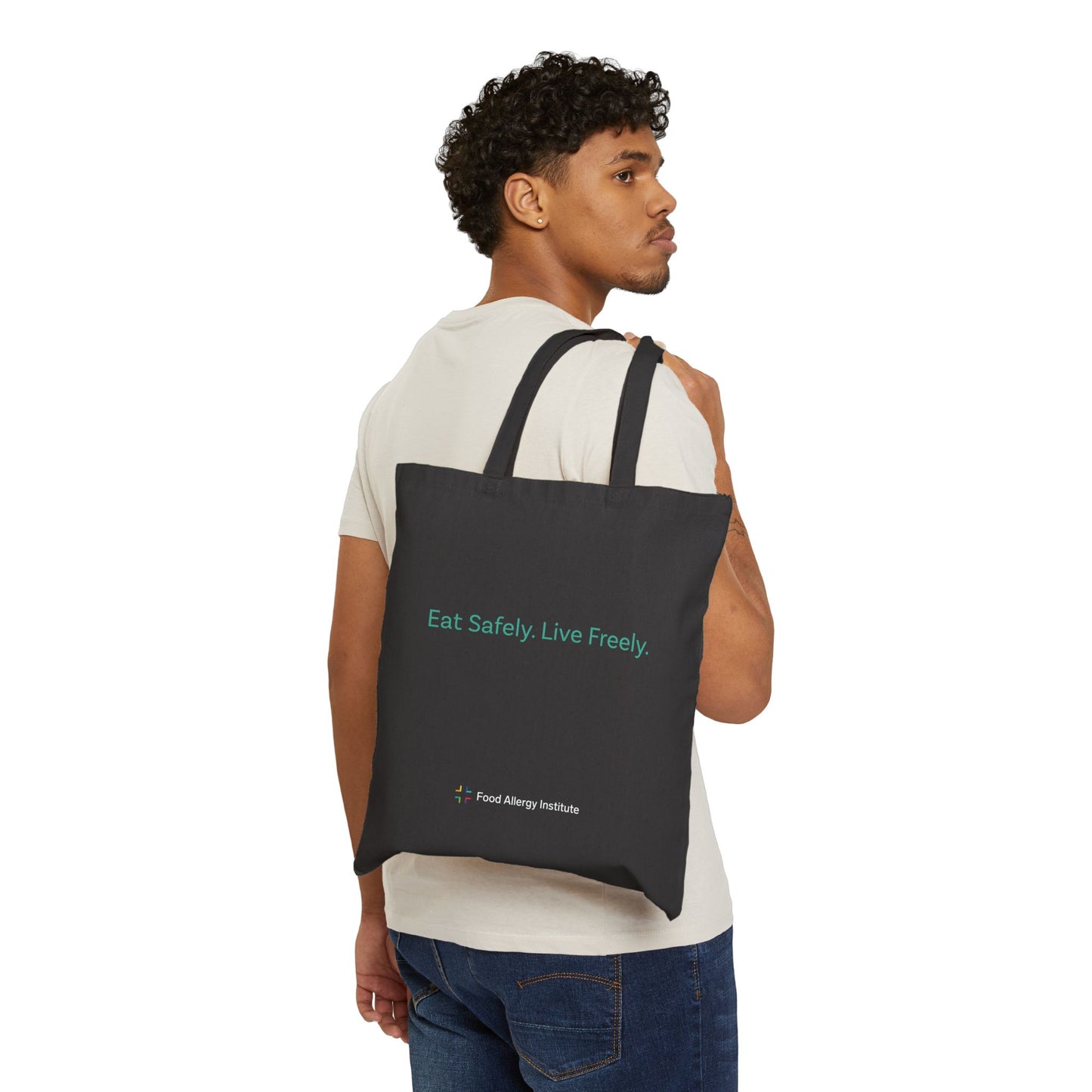 Eco-Friendly Cotton Canvas Tote Bag - Eat Safely. Live Freely. - Perfect for Everyday Use and Awareness