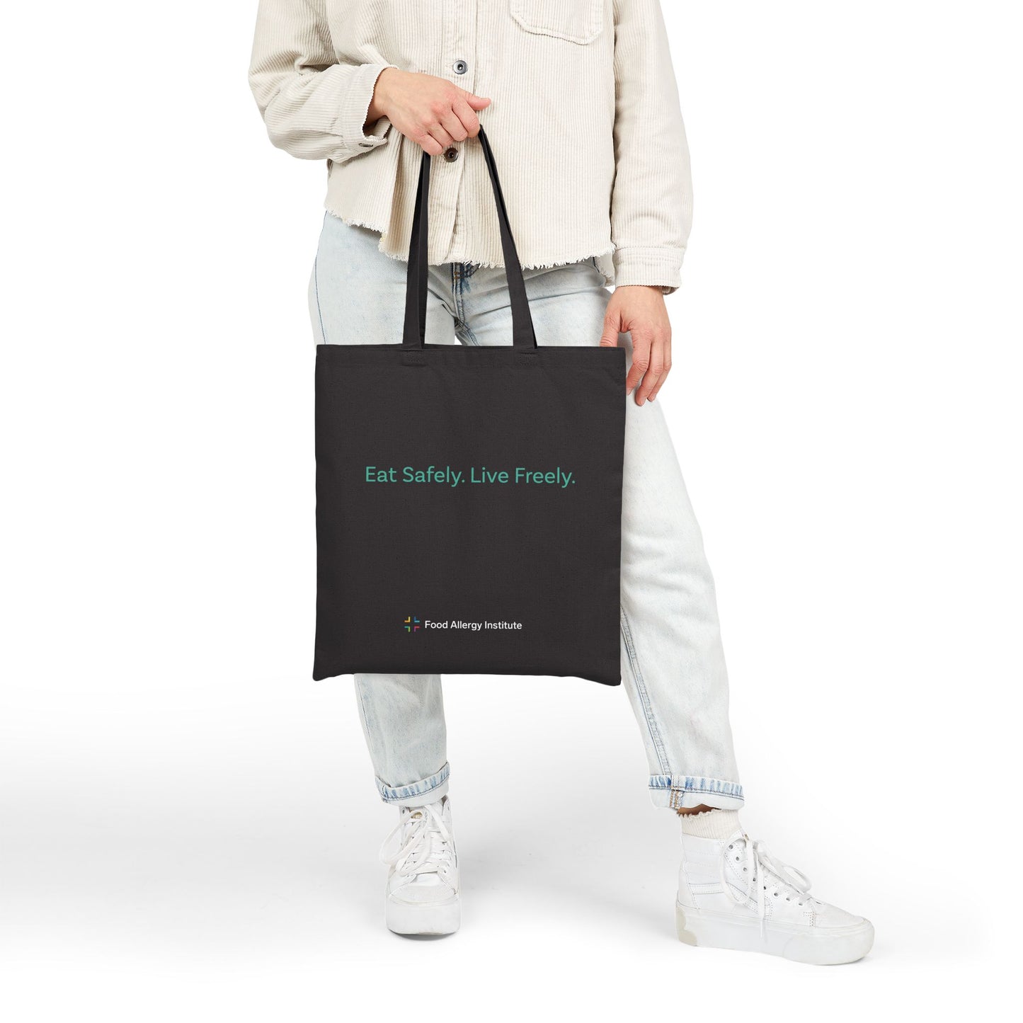 Eco-Friendly Cotton Canvas Tote Bag - Eat Safely. Live Freely. - Perfect for Everyday Use and Awareness